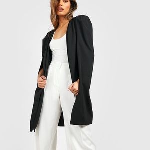WORN ONCE LONGLINE TAILORED JERSEY KNIT CREPE CAPE